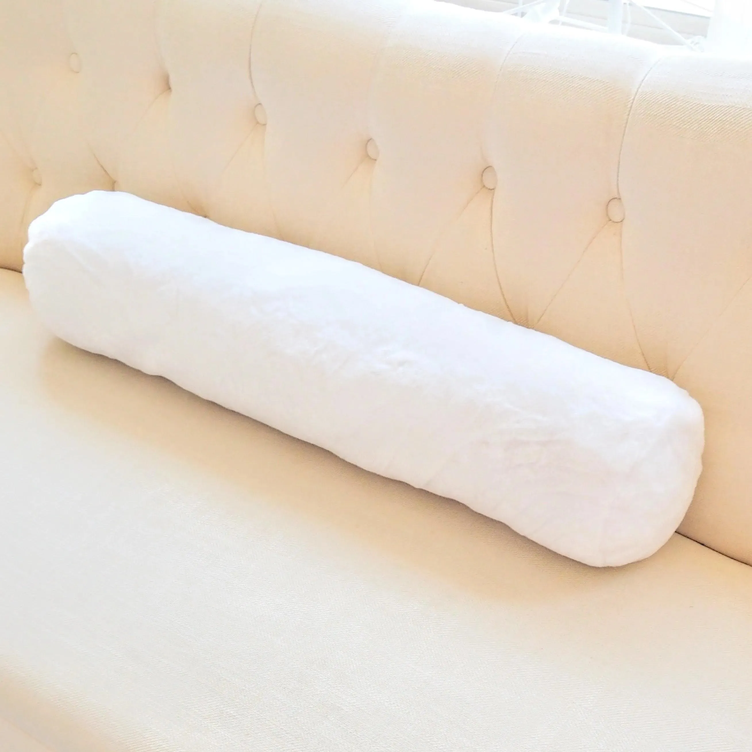 Faux Fur Bolster Pillow with Adjustable Insert - Blue