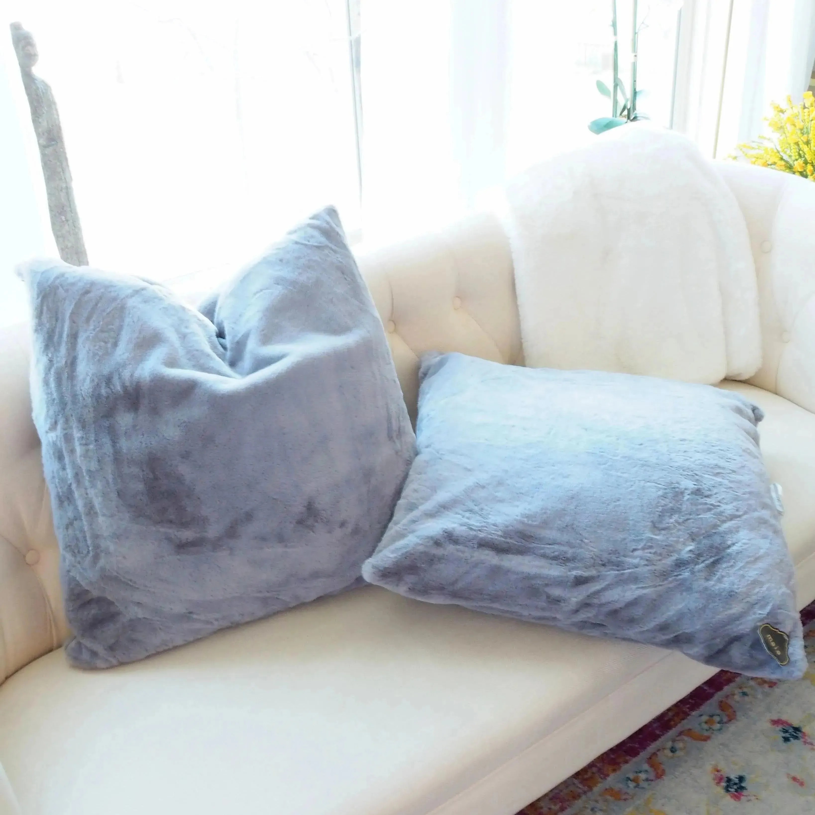 Faux Fur Euro Throw Pillows with Adjustable Inserts 26" x 26"