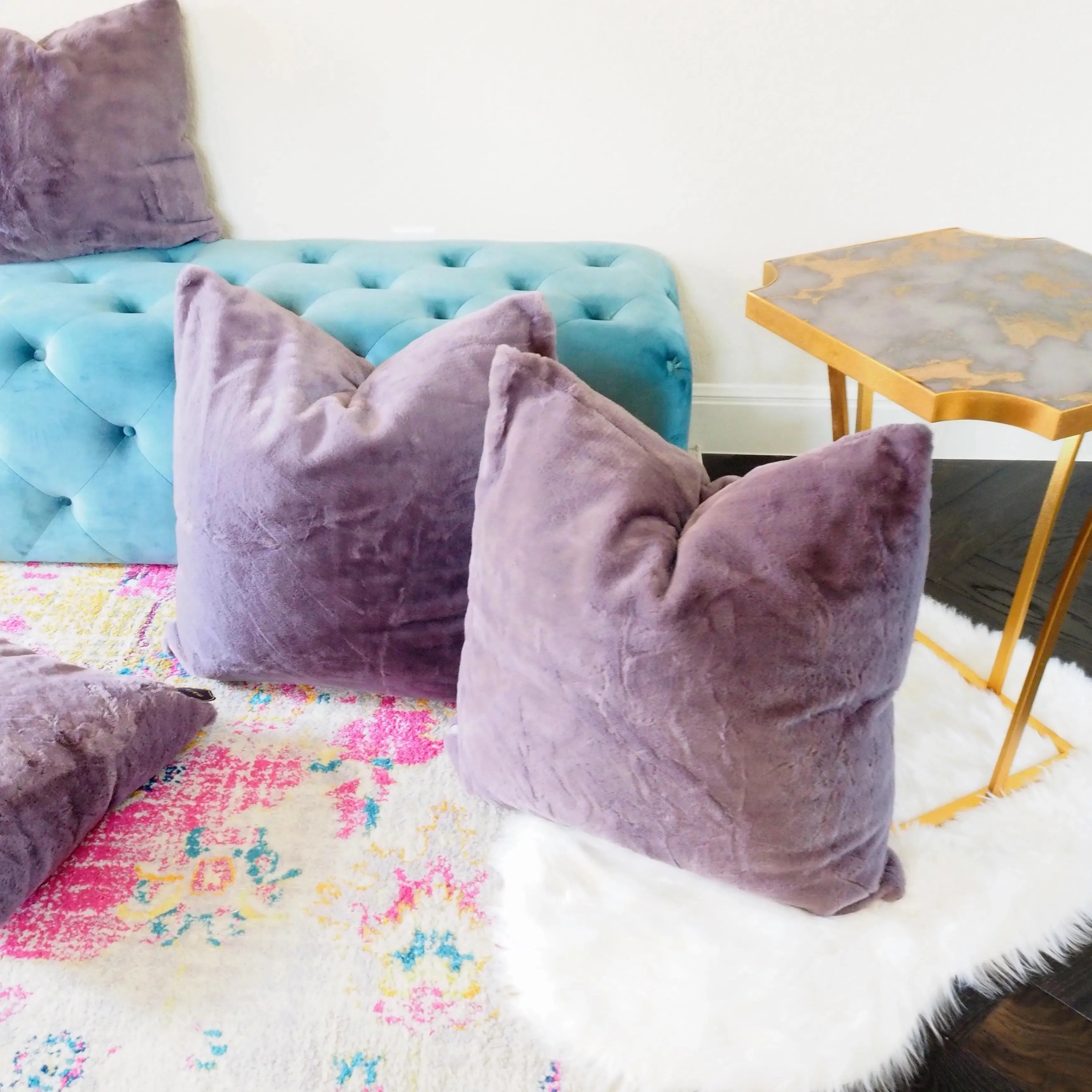 Faux Fur Euro Throw Pillows with Adjustable Inserts 26" x 26"