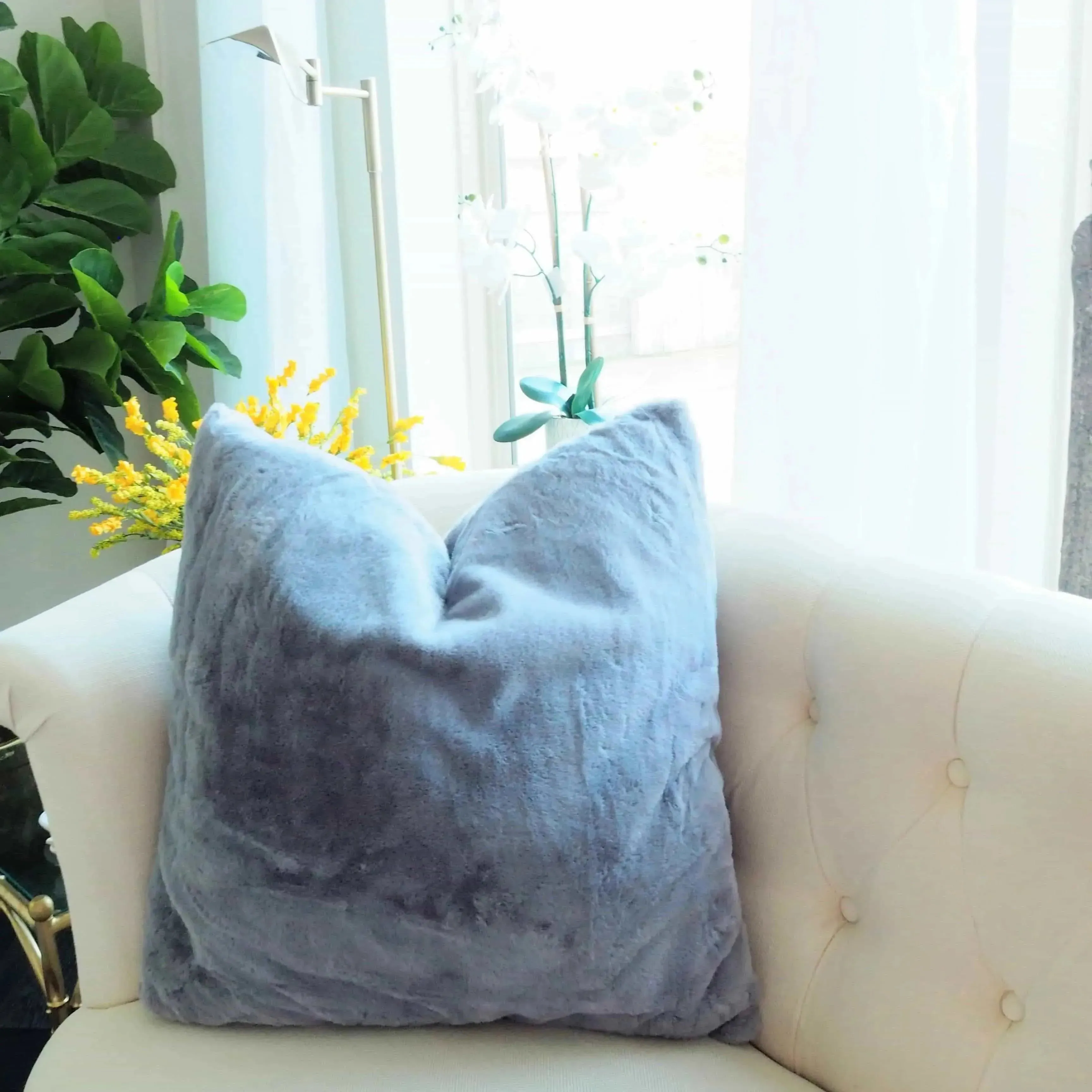 Faux Fur Euro Throw Pillows with Adjustable Inserts 26" x 26"