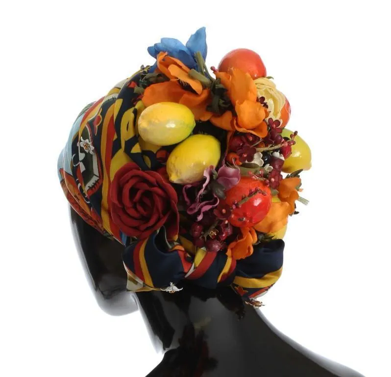 Floral Fruit Roses Crystal Silk Headwear Turbane