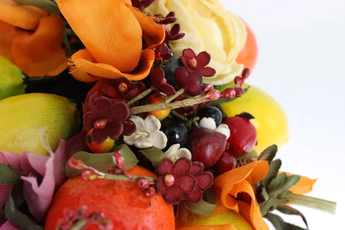 Floral Fruit Roses Crystal Silk Headwear Turbane