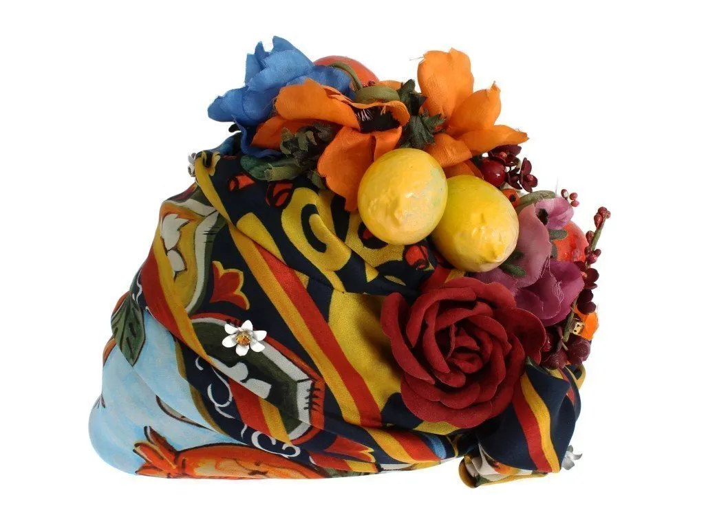 Floral Fruit Roses Crystal Silk Headwear Turbane