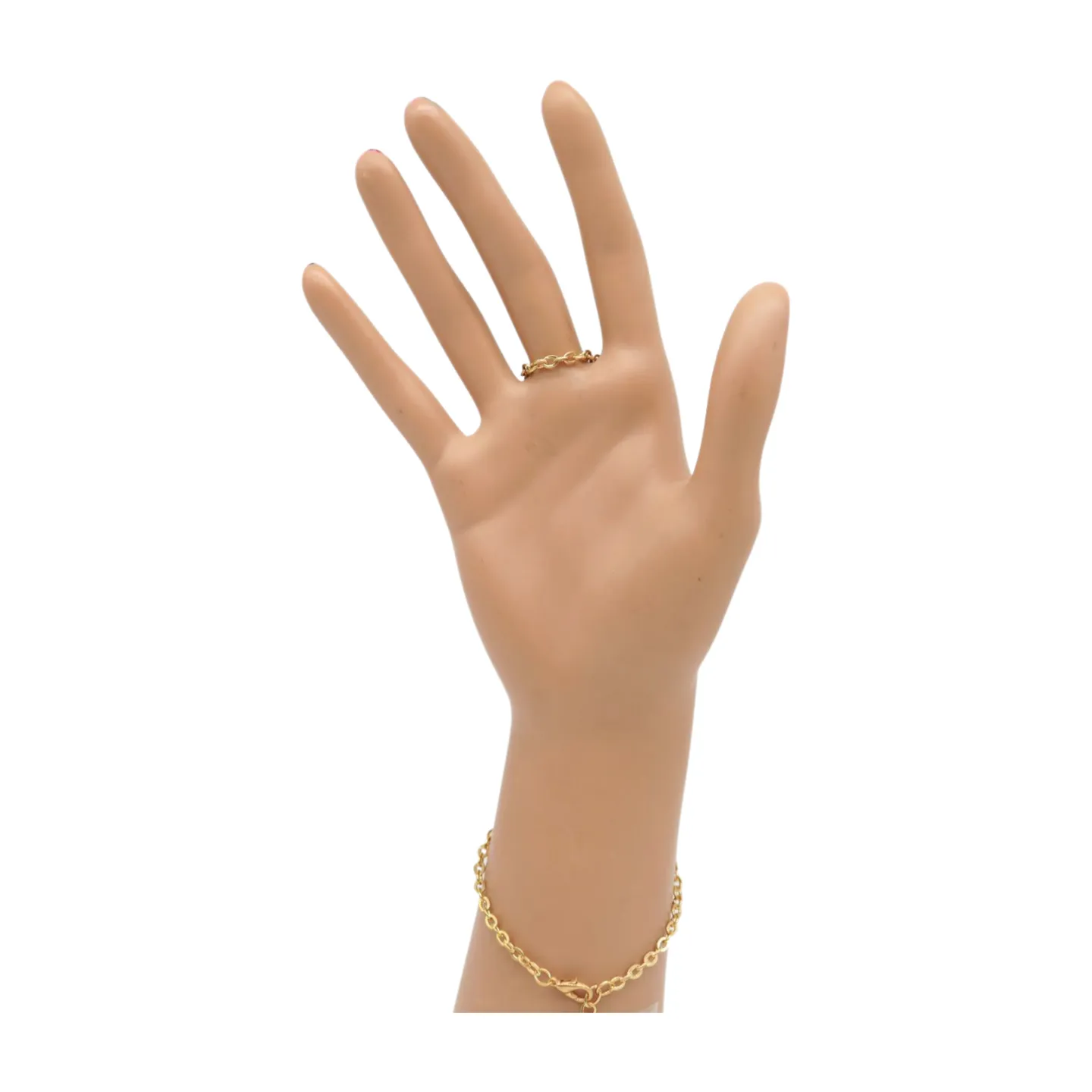 Gold Metal Hand Chain Bracelet Turquoise Blue Cross
