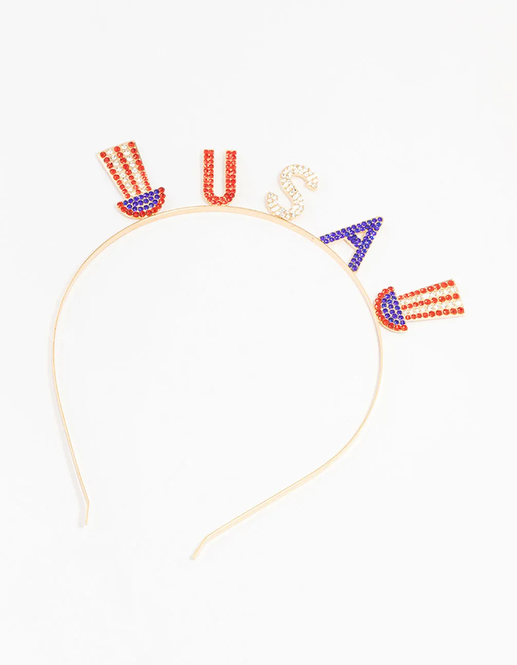 Gold USA Hat Diamante Headband