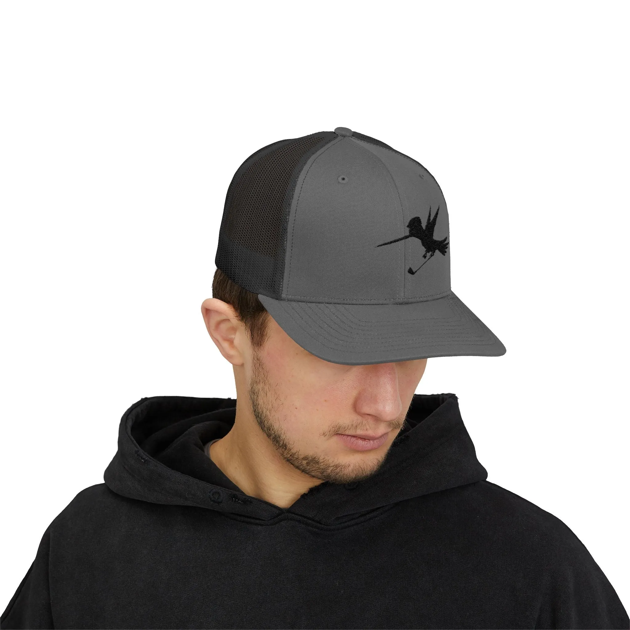 Golf Black Embroidered Trucker Hat