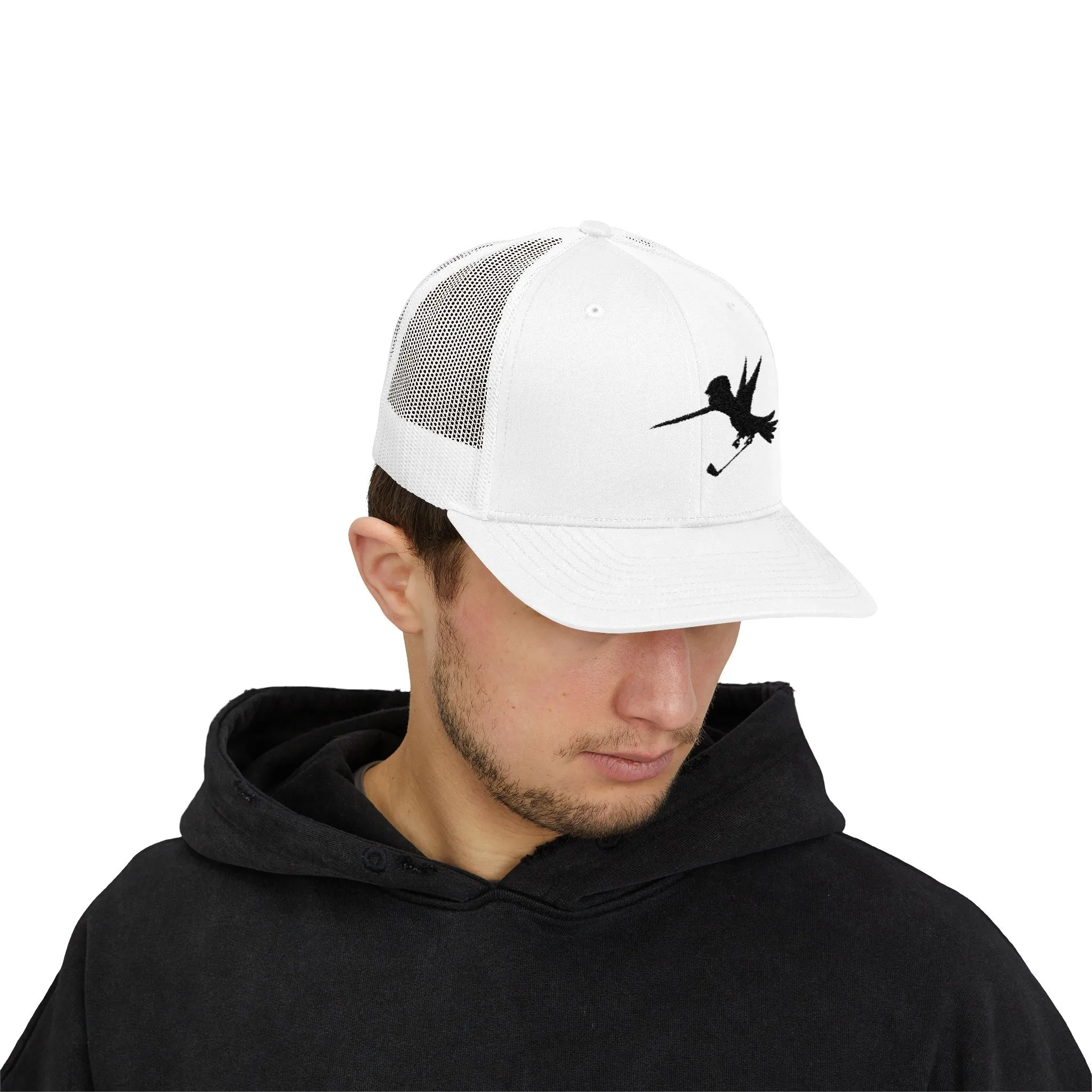 Golf Black Embroidered Trucker Hat