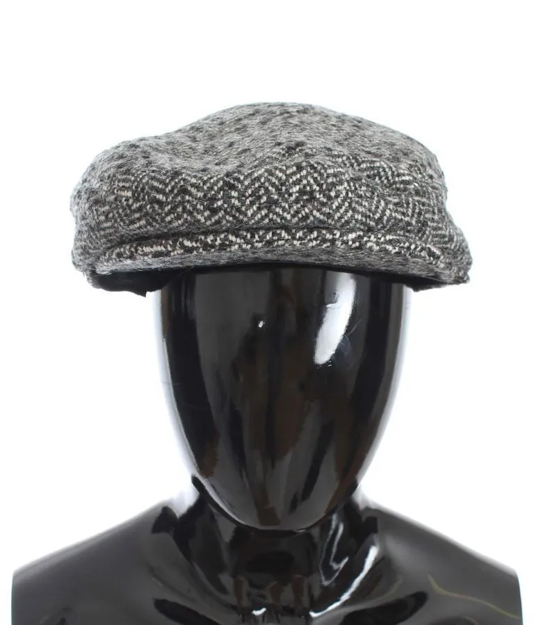 Gray Tweed Wool Newsboy Hat