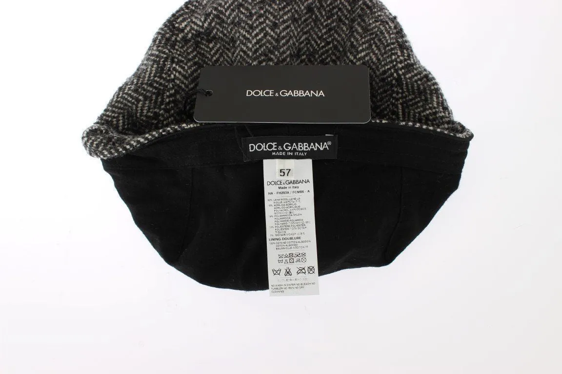 Gray Tweed Wool Newsboy Hat
