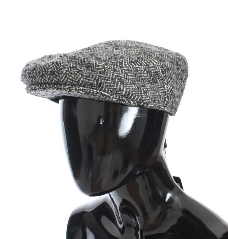 Gray Tweed Wool Newsboy Hat