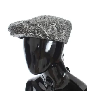 Gray Tweed Wool Newsboy Hat