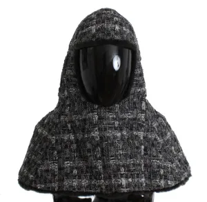 Gray Weasel Fur Crochet Hood Scarf Hat