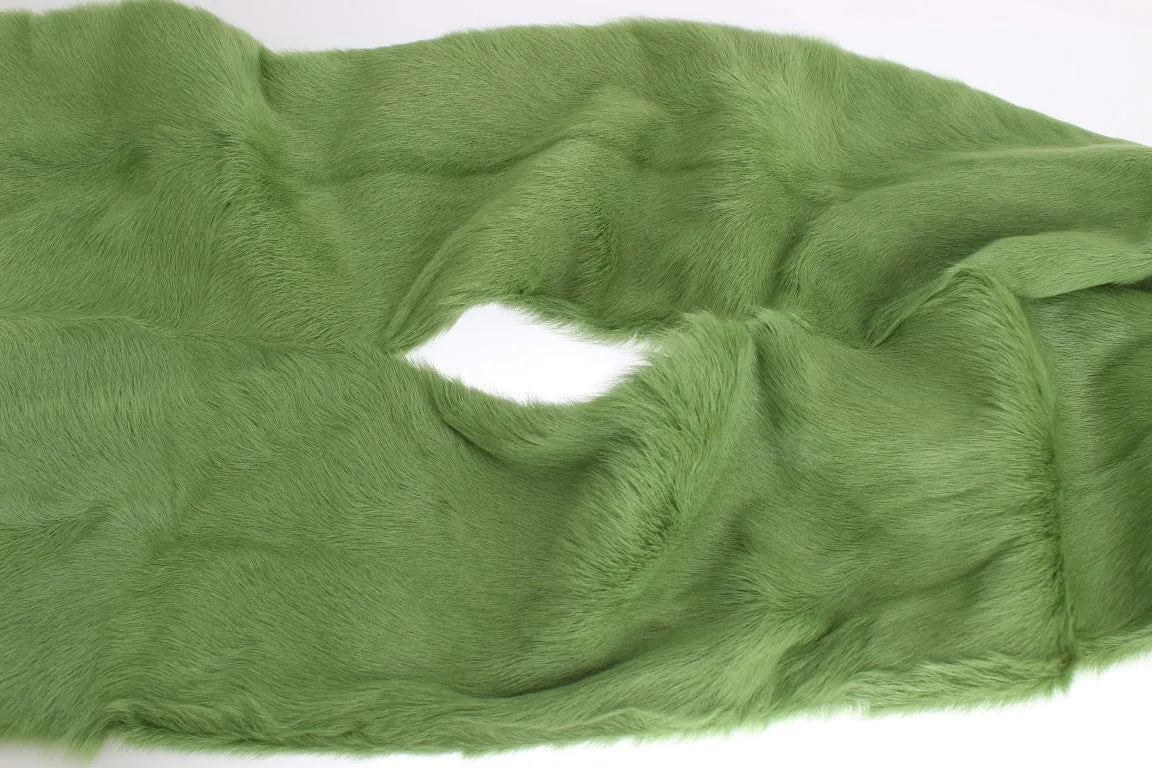 Green Goat Fur Long Scarf