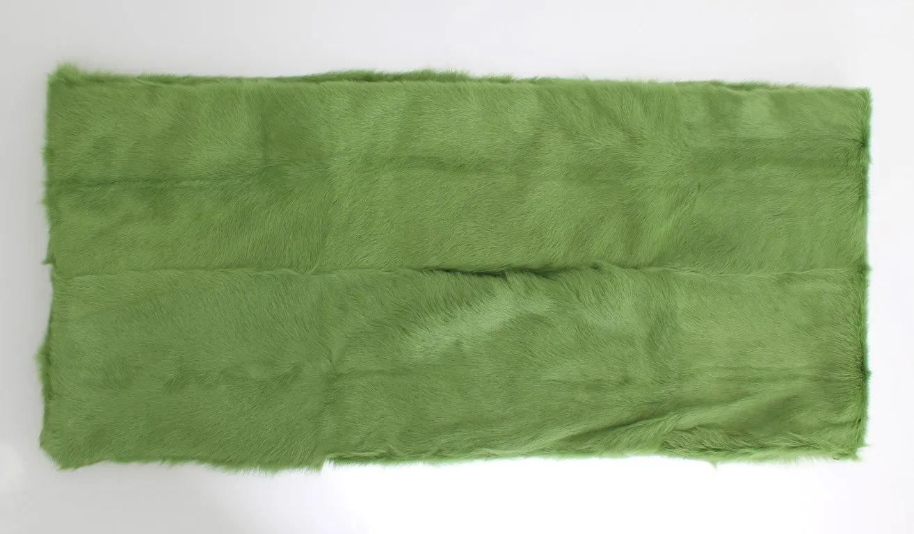 Green Goat Fur Long Scarf