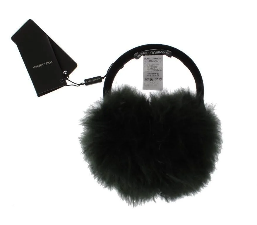 Green Shearling Alpaga Wool Ear Muffs