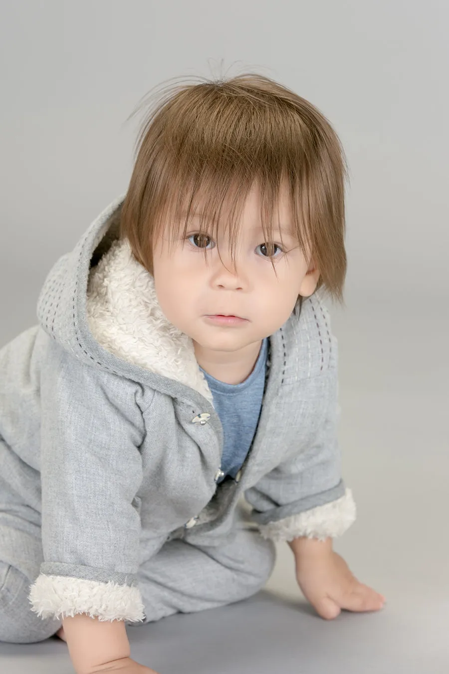 Hoodie Jacket with Hand Stitching, Stone