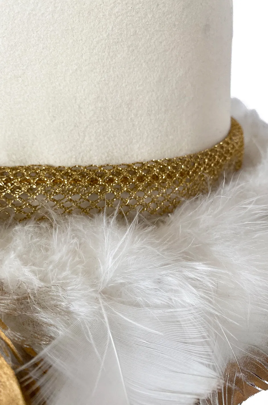 Incredible 1960s Christian Dior Gold Tipped Feather Brim Ivory Hat