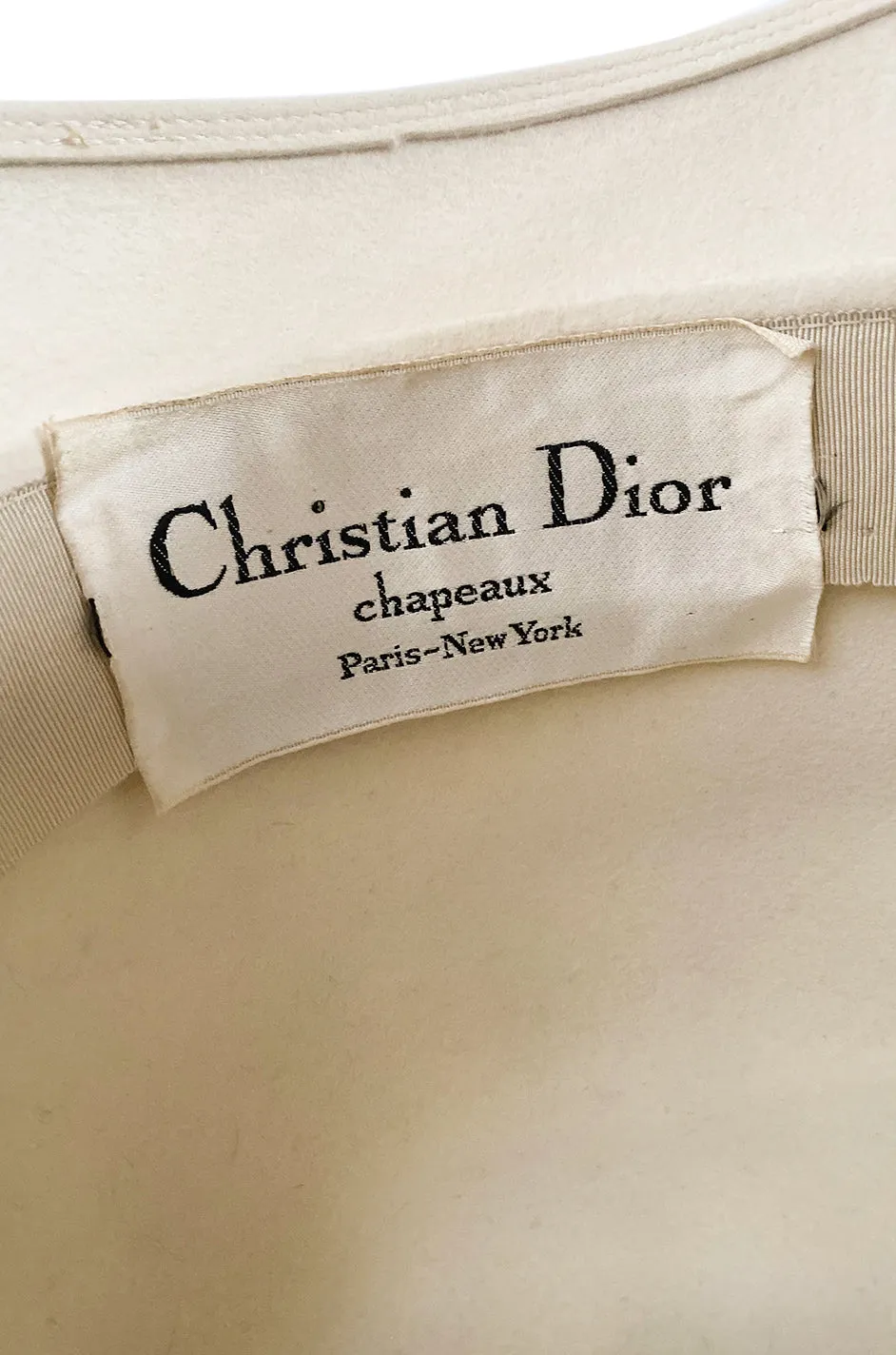 Incredible 1960s Christian Dior Gold Tipped Feather Brim Ivory Hat