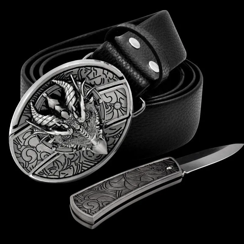 INSTOCK- Men's genuine leather belt, personalized skull belt with