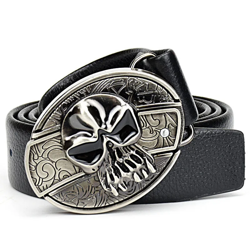 INSTOCK- Men's genuine leather belt, personalized skull belt with