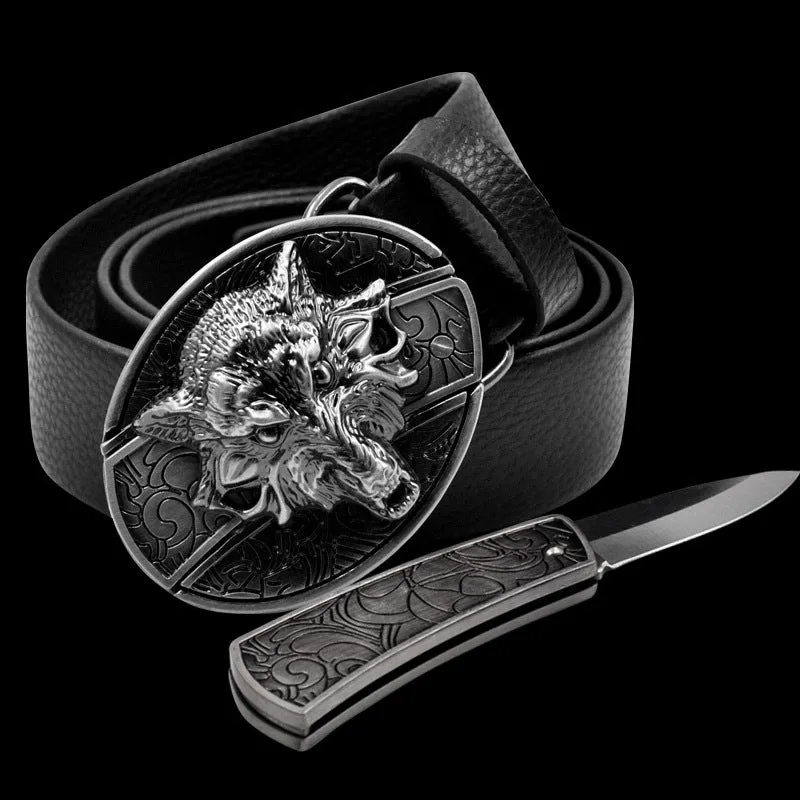 INSTOCK- Men's genuine leather belt, personalized skull belt with