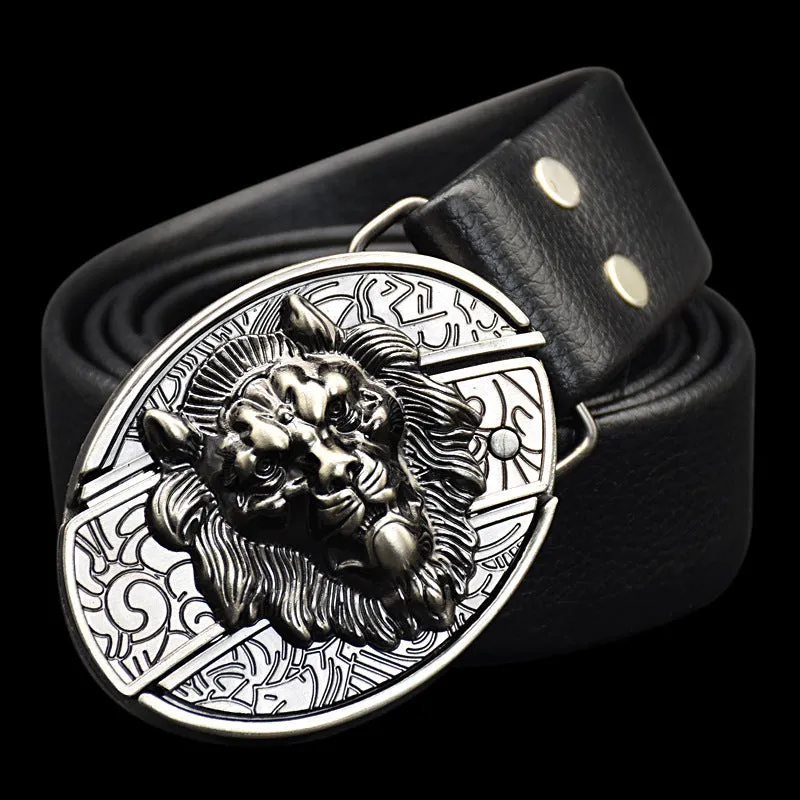 INSTOCK- Men's genuine leather belt, personalized skull belt with