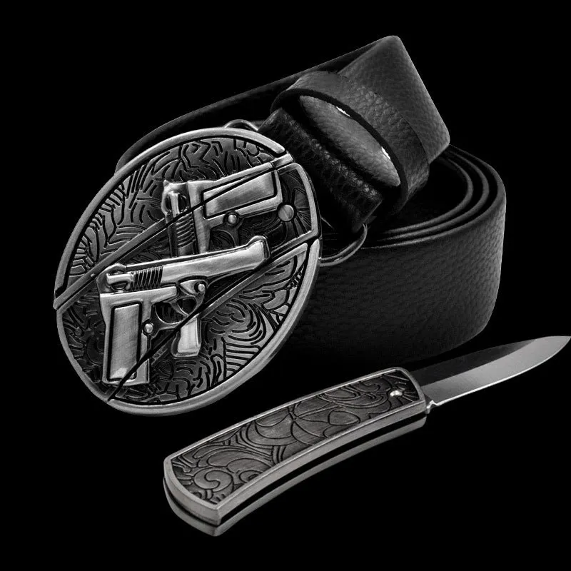 INSTOCK- Men's genuine leather belt, personalized skull belt with