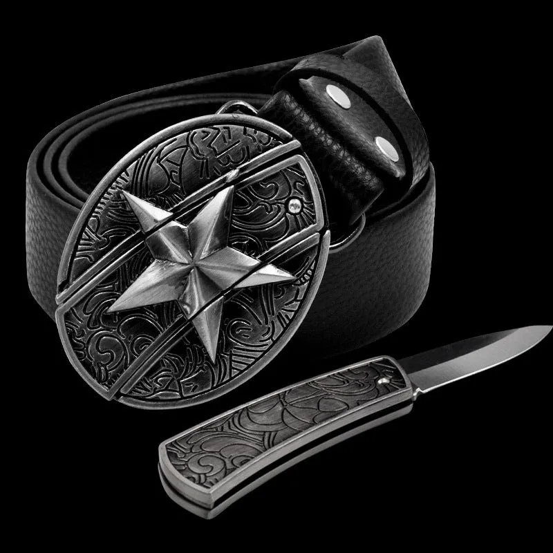 INSTOCK- Men's genuine leather belt, personalized skull belt with