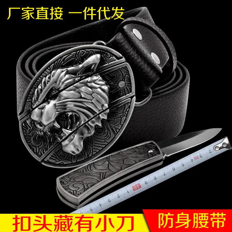 INSTOCK- Men's genuine leather belt, personalized skull belt with