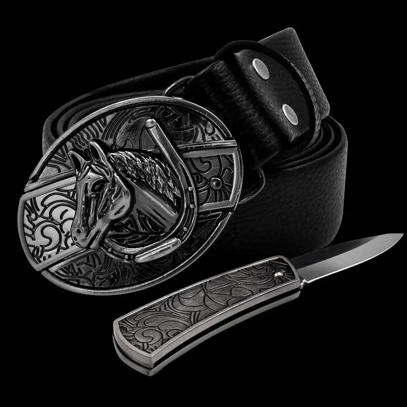 INSTOCK- Men's genuine leather belt, personalized skull belt with