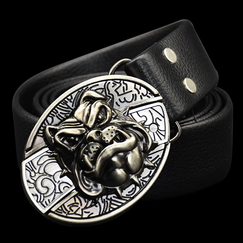 INSTOCK- Men's genuine leather belt, personalized skull belt with