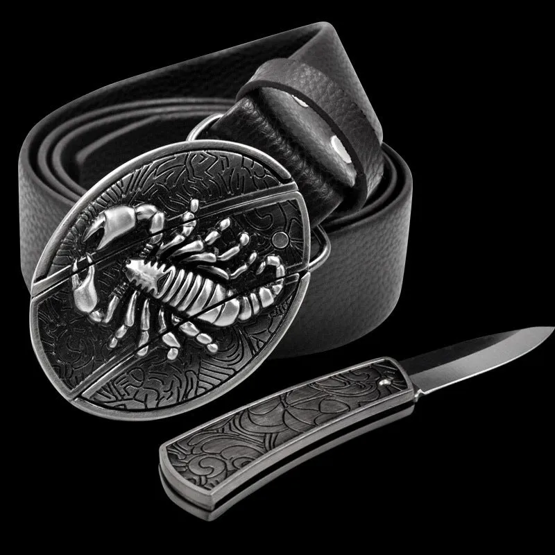 INSTOCK- Men's genuine leather belt, personalized skull belt with