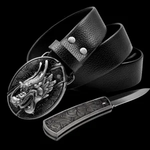 INSTOCK- Men's genuine leather belt, personalized skull belt with