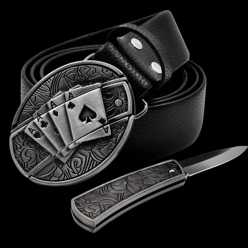 INSTOCK- Men's genuine leather belt, personalized skull belt with