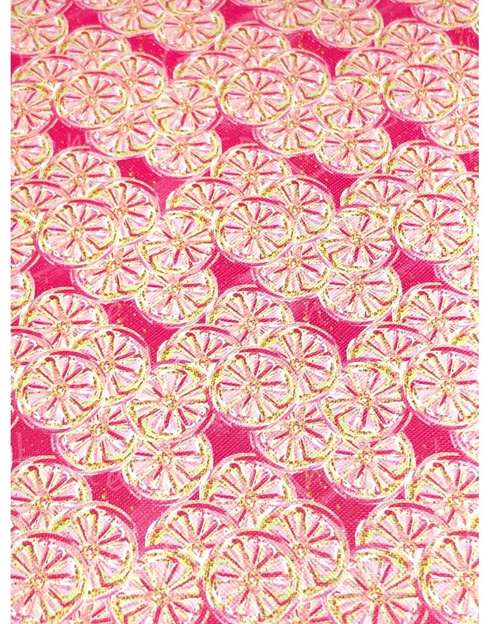 Lemon Slices Faux Leather Sheets USDR - Pink - Purple