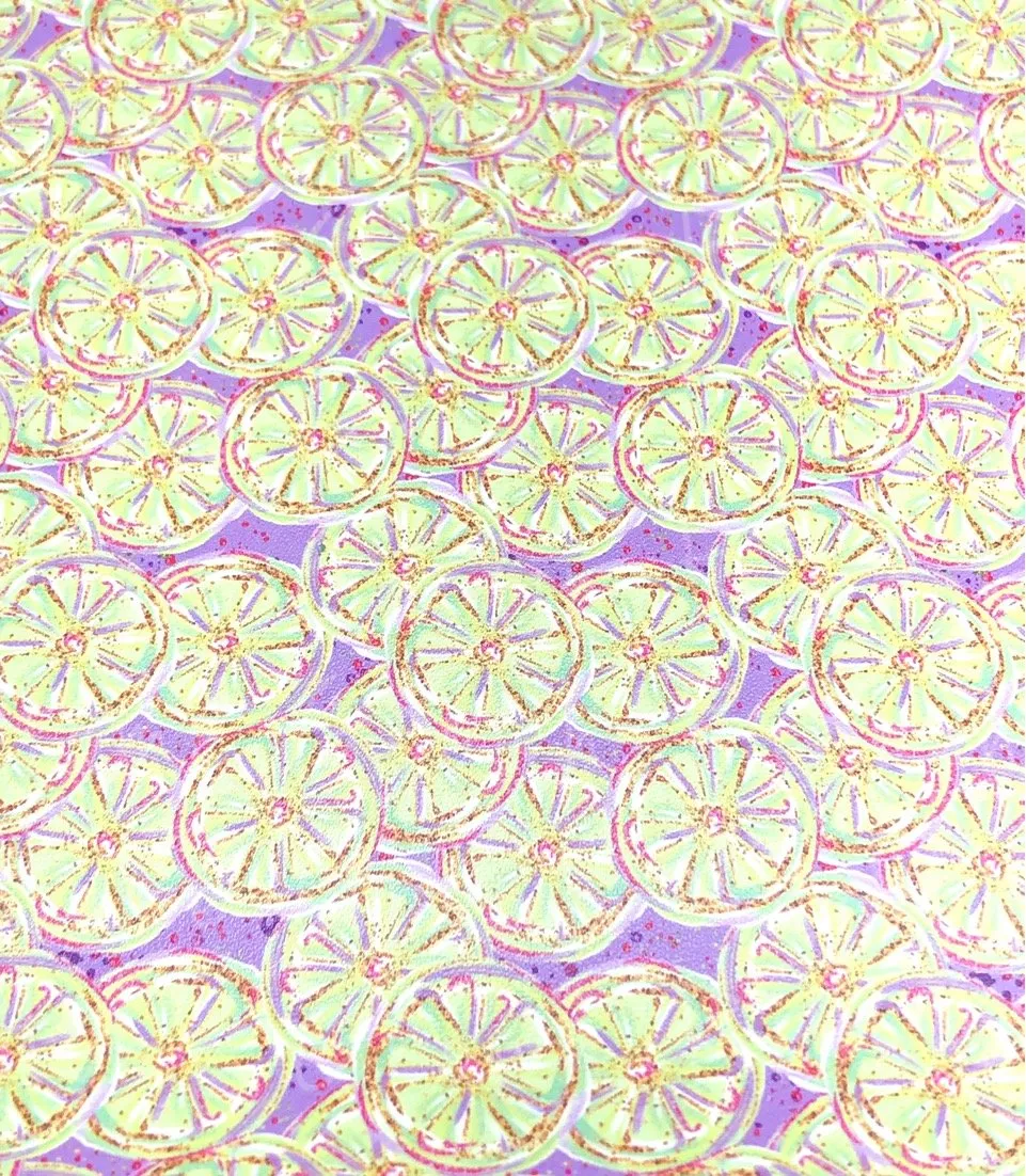 Lemon Slices Faux Leather Sheets USDR - Pink - Purple