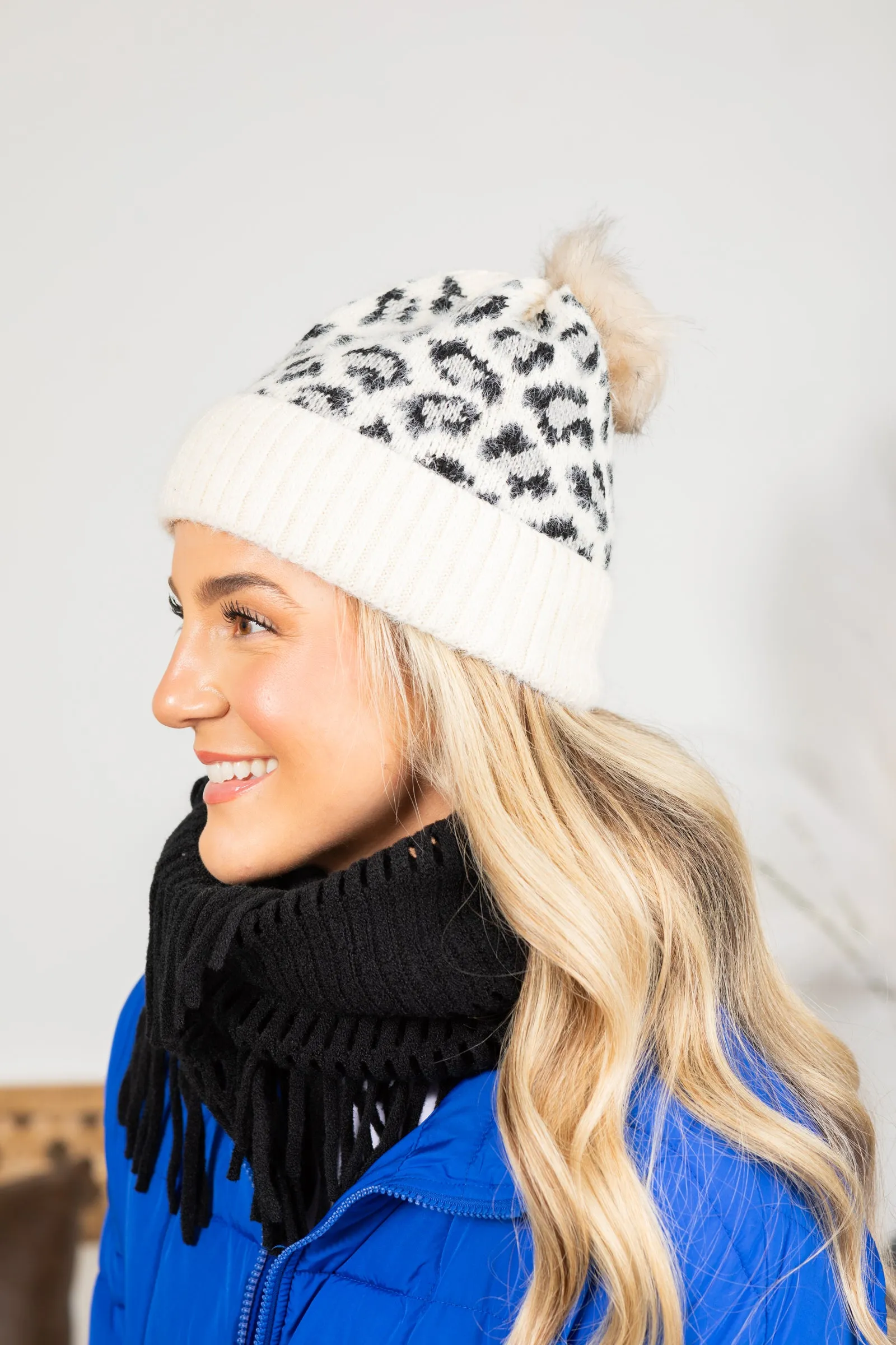 Leopard Knit Beanies