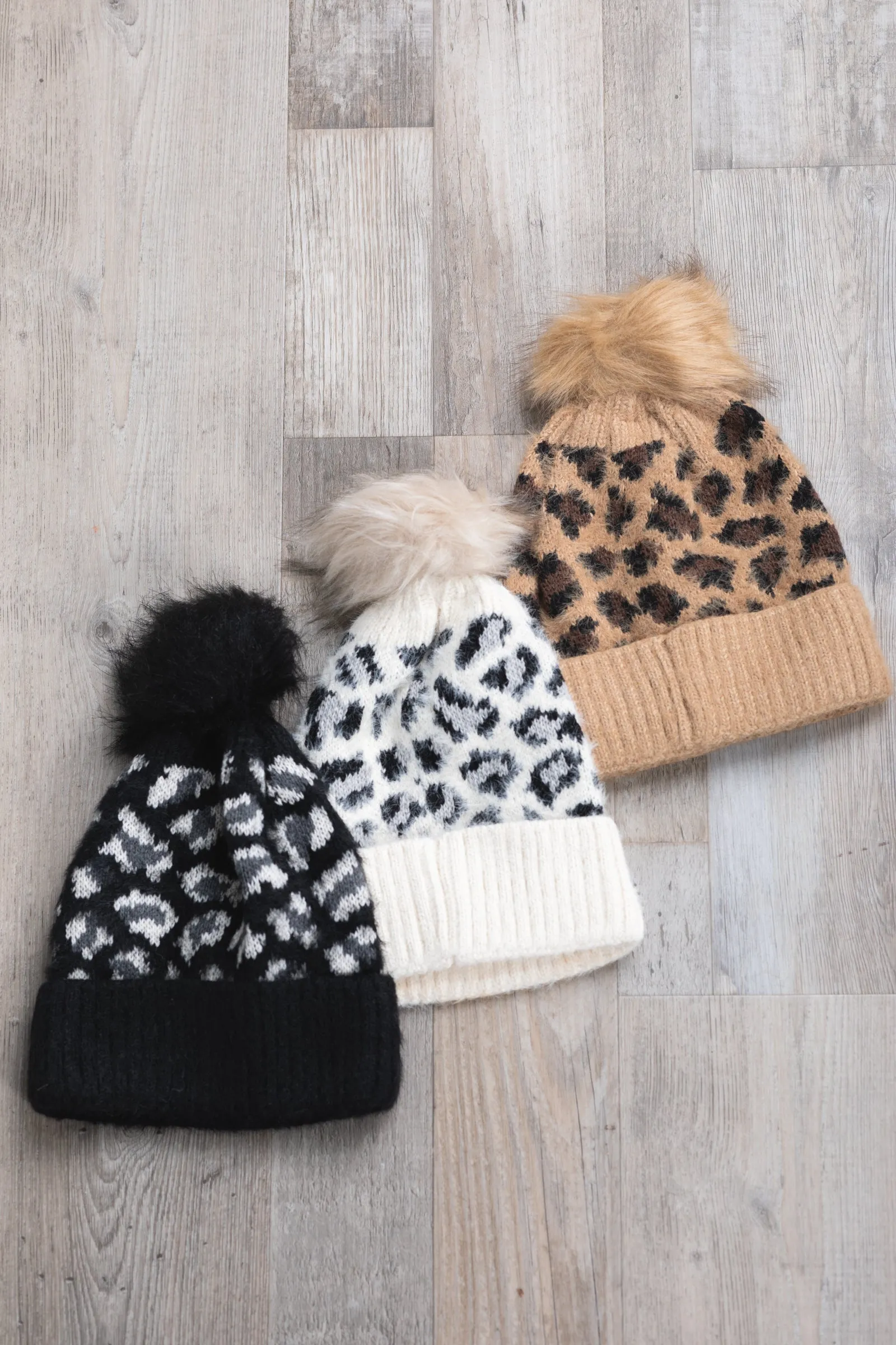 Leopard Knit Beanies