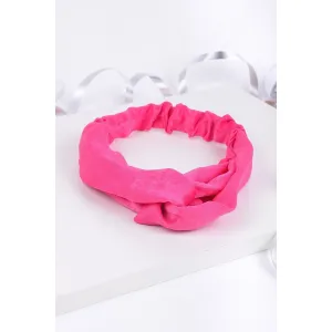 Love Knot Solid Head Band in Hot Pink of Faux Silk