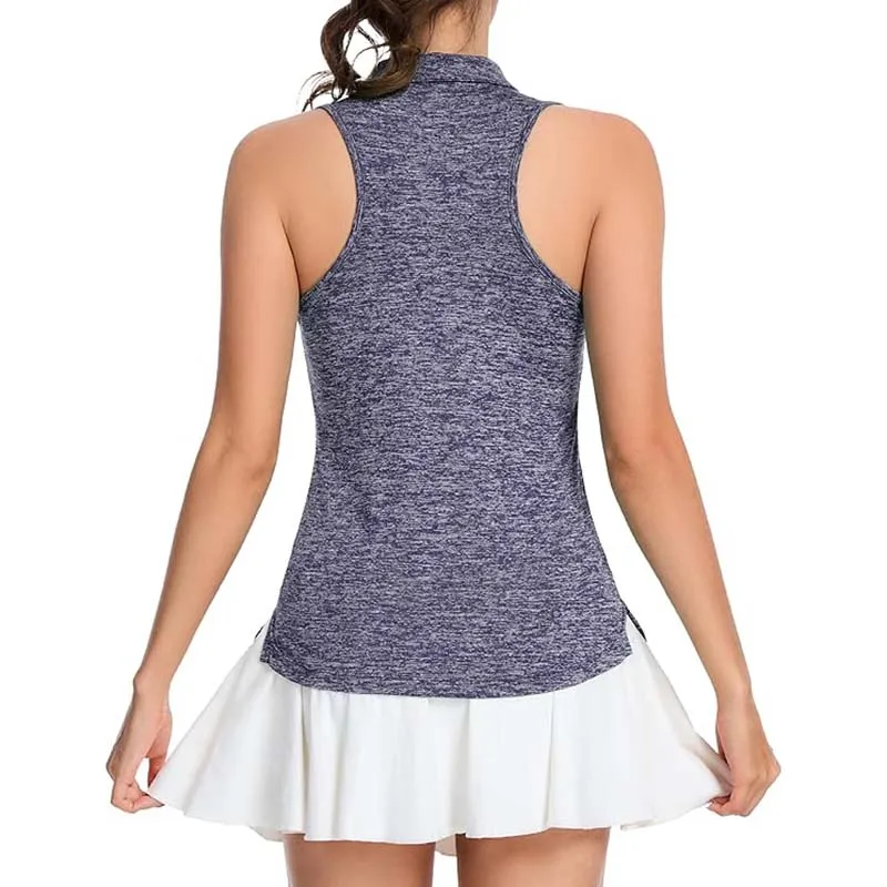 MATHCAT Women Collar Sleeveless Golf Shirts Moisture Wicking Athletic Polo Tank Tops