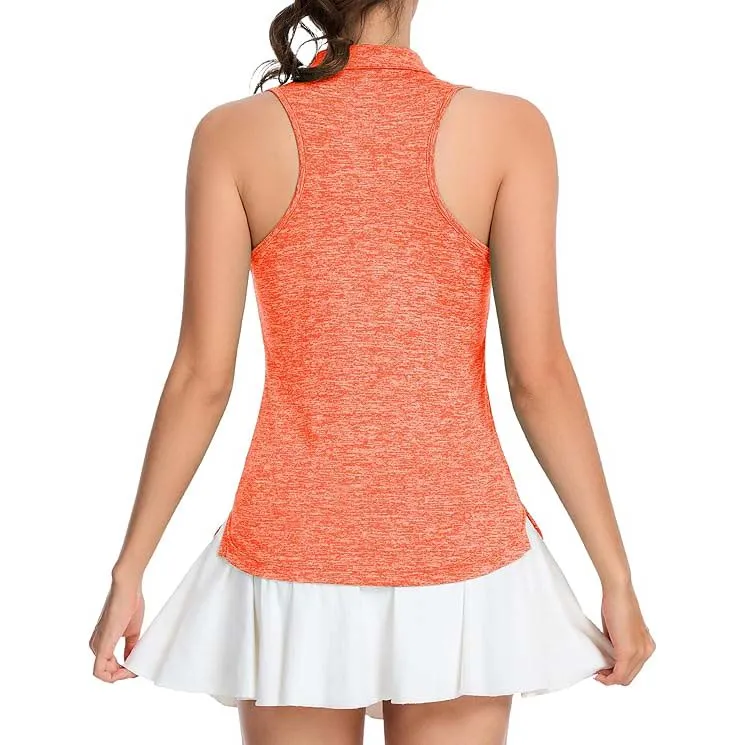 MATHCAT Women Collar Sleeveless Golf Shirts Moisture Wicking Athletic Polo Tank Tops