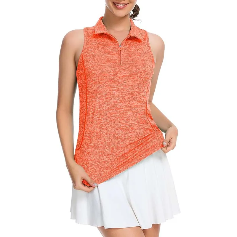 MATHCAT Women Collar Sleeveless Golf Shirts Moisture Wicking Athletic Polo Tank Tops