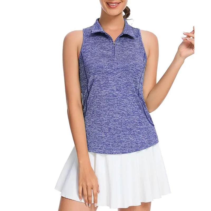 MATHCAT Women Collar Sleeveless Golf Shirts Moisture Wicking Athletic Polo Tank Tops