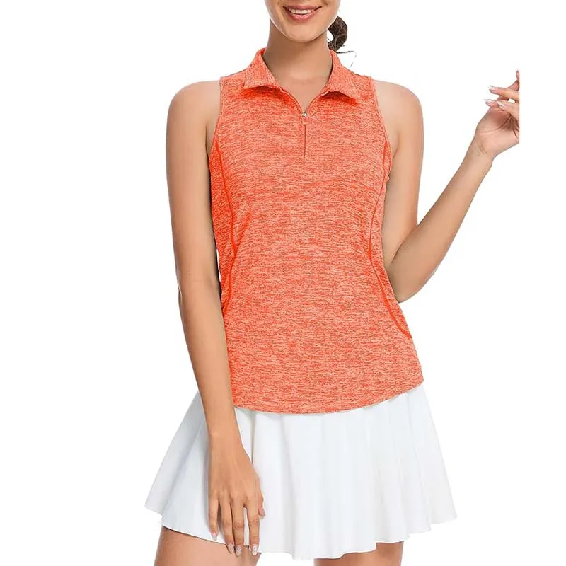 MATHCAT Women Collar Sleeveless Golf Shirts Moisture Wicking Athletic Polo Tank Tops