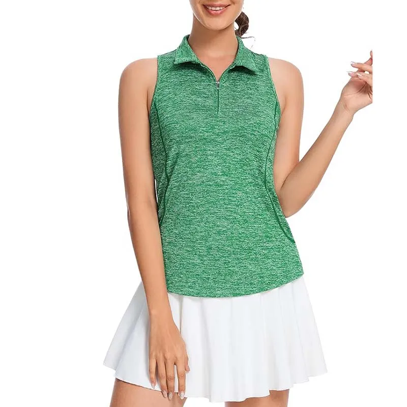 MATHCAT Women Collar Sleeveless Golf Shirts Moisture Wicking Athletic Polo Tank Tops
