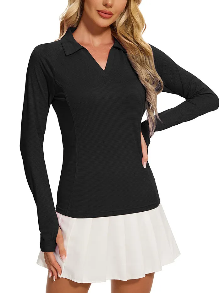 MATHCAT Women’s Long Sleeve Golf Shirts – UPF 50  Quick Dry Polo Tops Wholesale