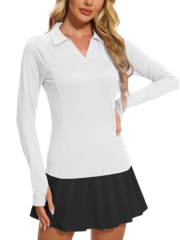 MATHCAT Women’s Long Sleeve Golf Shirts – UPF 50  Quick Dry Polo Tops Wholesale