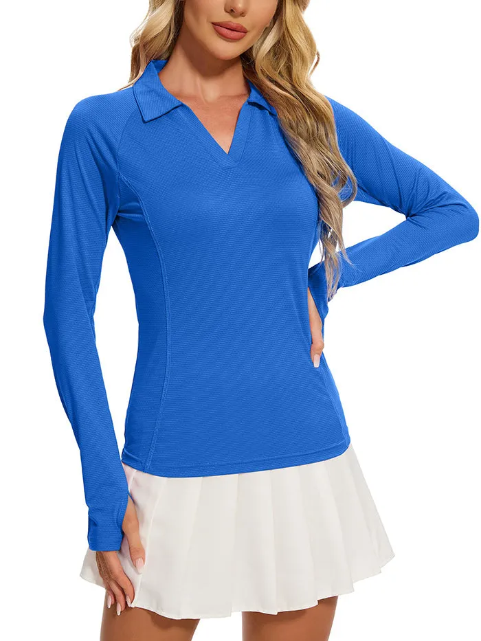 MATHCAT Women’s Long Sleeve Golf Shirts – UPF 50  Quick Dry Polo Tops Wholesale