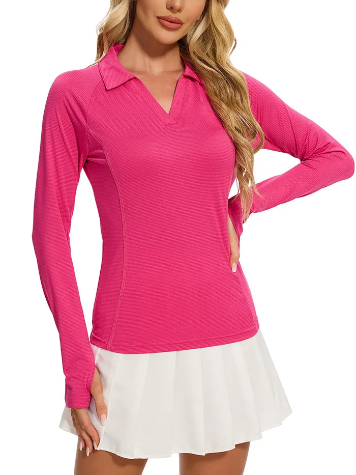 MATHCAT Women’s Long Sleeve Golf Shirts – UPF 50  Quick Dry Polo Tops Wholesale