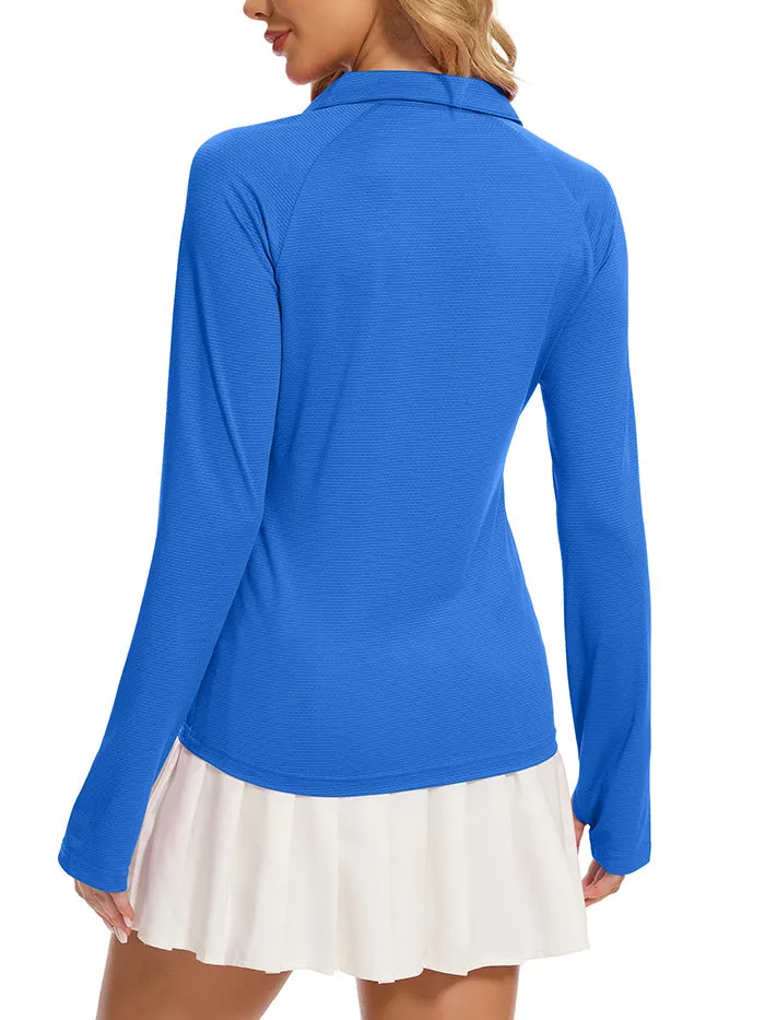 MATHCAT Women’s Long Sleeve Golf Shirts – UPF 50  Quick Dry Polo Tops Wholesale